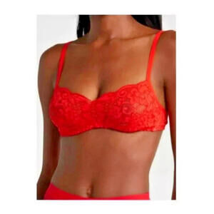 $88  FREE REOPLE We Are HAH  Red Lace Hook Up Bra Lingerie Sizes 30-38B